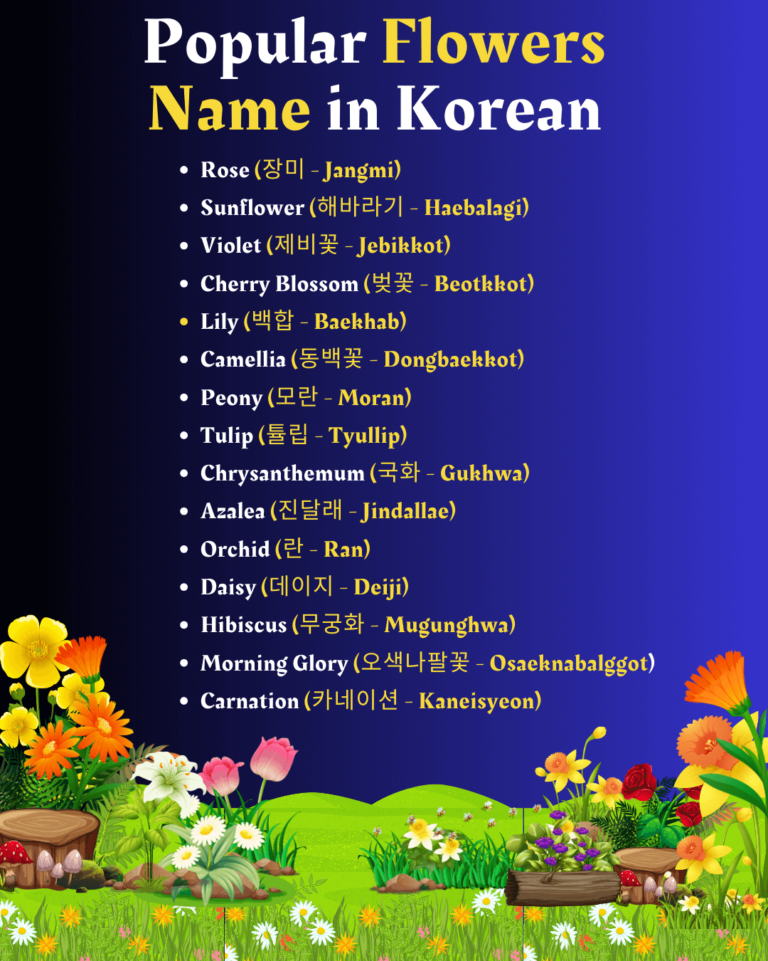 Popular korean flower names  and their meanings 